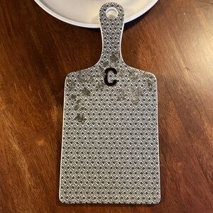 Anthropologie Black and White Patterned Cutting Board Monogram C